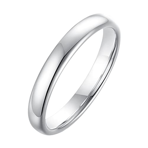 Grewod Trauringe Hochzeit, 3MM Wolfram Damen Ring Silber Ring Poliert Verlobungsring Mode Größe 60 (19.1) von Grewod