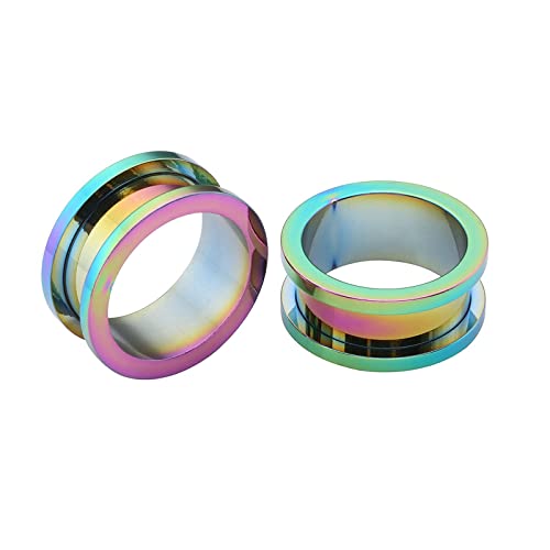 Grewod Tunnel Ohrringe 6MM, Edelstahl Bunt Creolen Damen und Herren Flesh Tunnel Ohr Plug Ohr Expander Piercing Schmuck, 2 Stück von Grewod