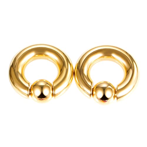 Grewod Tunnel Piercing, Edelstahl Gold Reifen mit Rund Kugel Ohr Tunnel Herren Damen Flesh Tunnel Ohr Plug Ohr Expander Schmuck 10MM, 1 Paar Grewod Tunnel Piercing, Edelstahl Gold Reifen mit Rund Kugel Ohr Tunnel Herren Damen Flesh Tunnel Ohr Plug Ohr Expander Schmuck 10MM, 1 Paar von Grewod