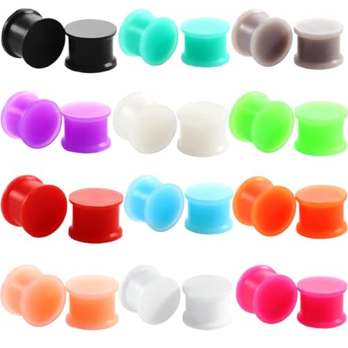 Grewod Tunnel Piercing, Silikon Bunt Rund Ohr Tunnel Herren und Damen Flesh Tunnel Ohr Plug Ohr Expander Schmuck 4MM, 24 Stück von Grewod
