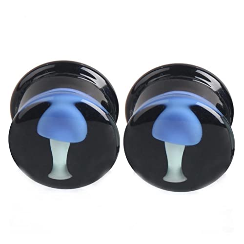Grewod Tunnel Plug, Glas Schwarz Pilz Ohr Tunnel Herren Damen Flesh Tunnel Ohr Expander Piercing Schmuck 14MM, 2 Stück Grewod Tunnel Plug, Glas Schwarz Pilz Ohr Tunnel Herren Damen Flesh Tunnel Ohr Expander Piercing Schmuck 14MM, 2 Stück von Grewod