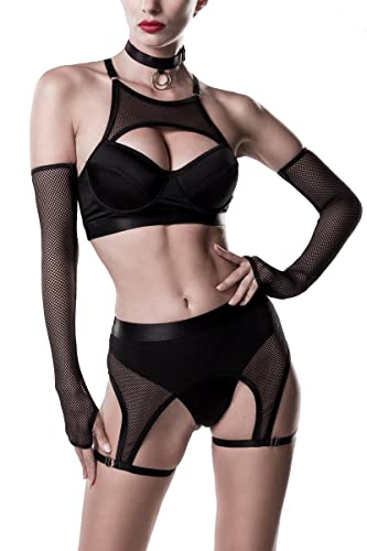 Grey Velvet Frauen Wäsche-Set schwarz M 85% Polyester, 15% Elasthan Dessous, Gothic, Romantik von Grey Velvet