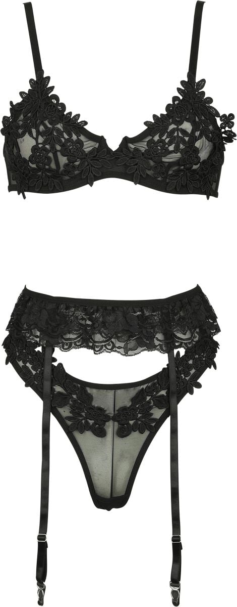 Grey Velvet - Gothic Wäsche-Set - Dessous-Set - S bis XXL - für Damen - Größe XL - schwarz von Grey Velvet