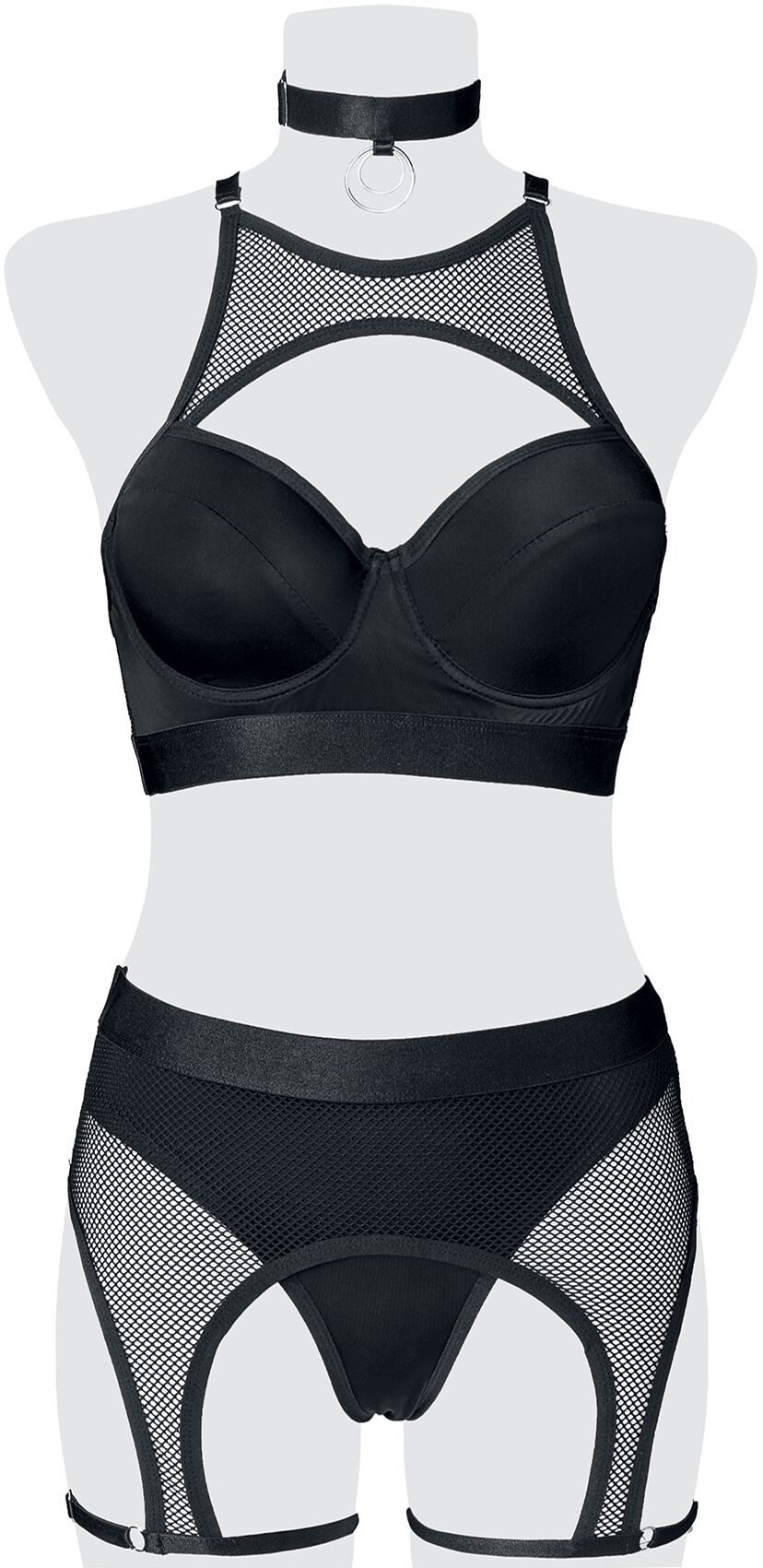 Grey Velvet - Gothic Wäsche-Set - Erotikset - M bis L - für Damen - Größe L - schwarz von Grey Velvet