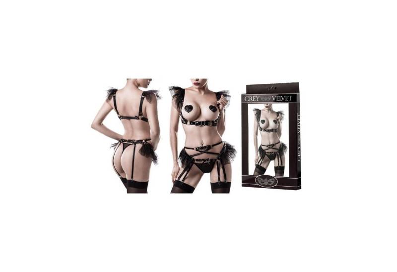 Grey Velvet Set: Ouvert-BH GREY VELVET 4 - teiliges Erotik - Set - (L/XL,S/M) von Grey Velvet