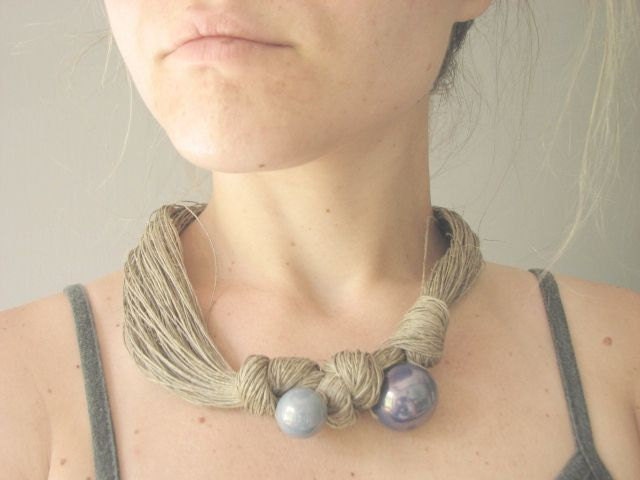 Keramik Blau - Leinenkette Keramik Blau - Leinenkette von GreyHeartOfStone