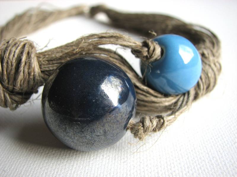 Keramik Blau - Leinenkette Keramik Blau - Leinenkette von GreyHeartOfStone