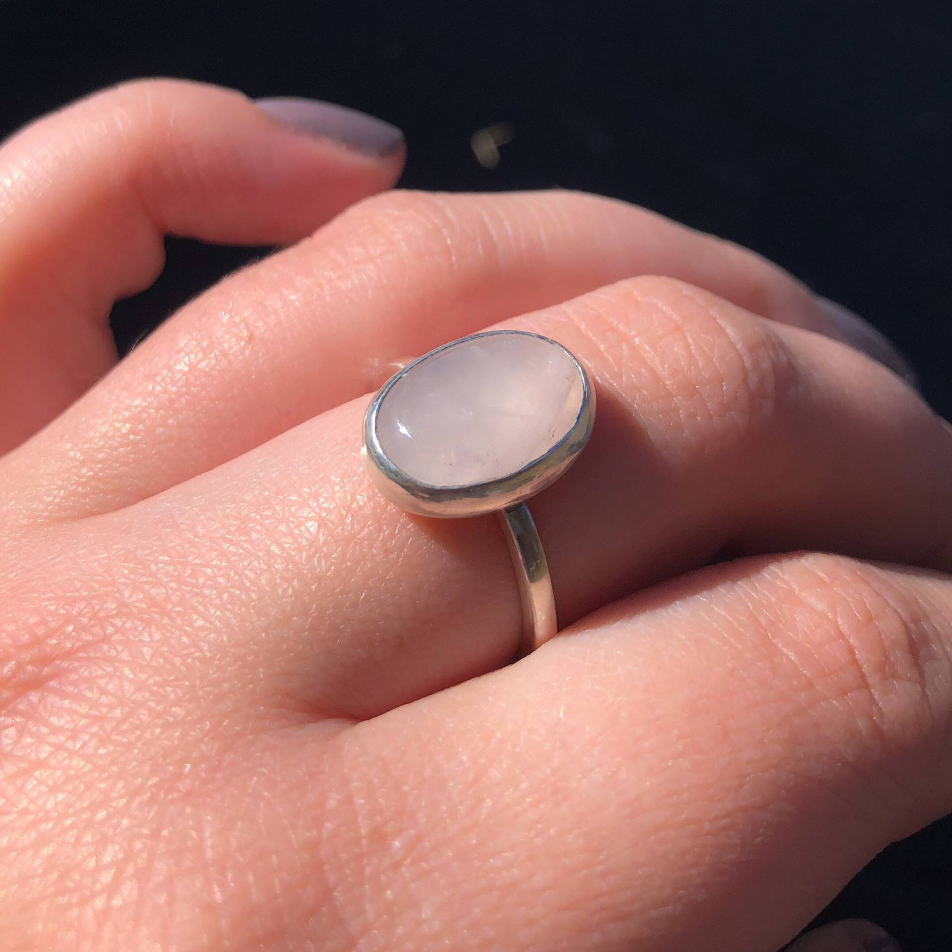Rosenquarz Oval Cabochon Silber Ring - Jede Größe Rosenquarz Oval Cabochon Silber Ring - Jede Größe von GreyJaySilver
