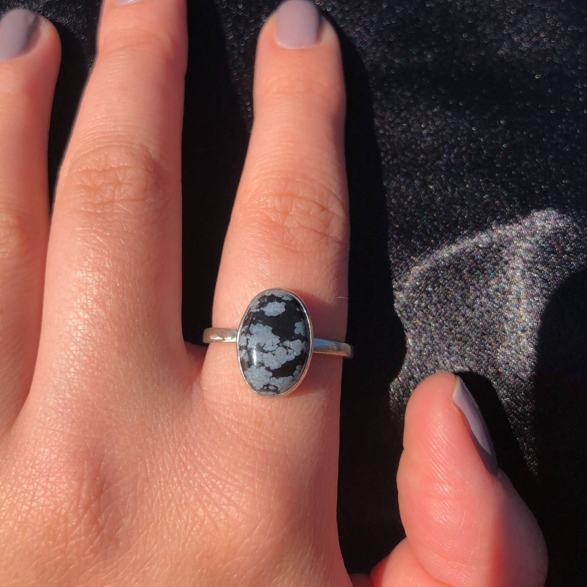 Schneeflocken Obsidian Sterling Silber Ring Schneeflocken Obsidian Sterling Silber Ring von GreyJaySilver