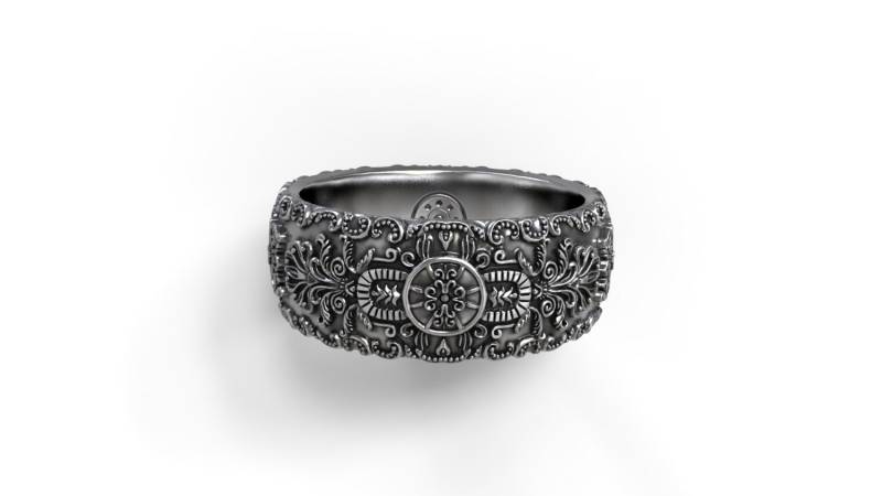 Vintage-Barock-Bandring-sterling Silber, 10-22K Gold, Palladium von GreyWolfJewellery