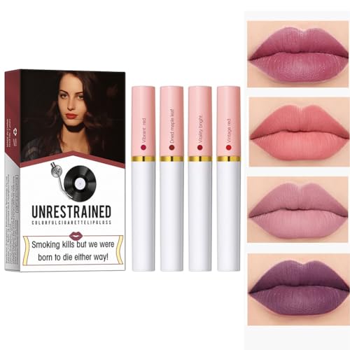 Greyghost Lana Del Rey Lipstick, 4 Pcs/Set Matte Lippenstift, lange anhaltende Lippenstift, hohe pigmentierte Box Lippenstift Set für Frauen, Mädchen (Set 2) von Greyghost