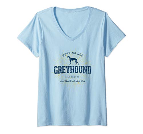 Damen Retro Vintage Greyhound T-Shirt mit V-Ausschnitt von Greyhound Geschenke von Treaja