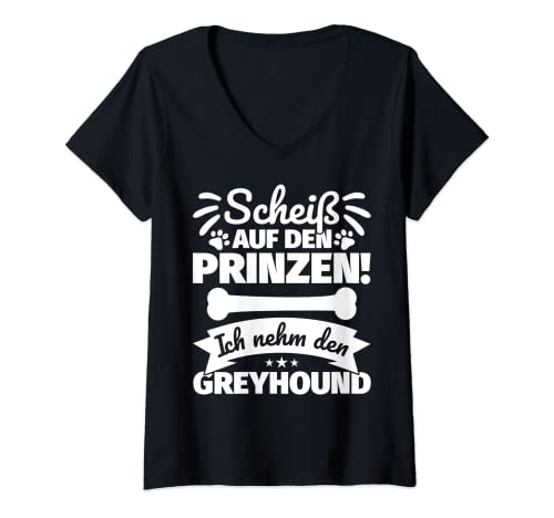 Damen Greyhound lustiger Spruch Frauchen T-Shirt mit V-Ausschnitt von Greyhound lustig