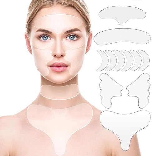 11 Pcs Anti-Falten-Pads Silikon,Anti Falten Stirn Pad,Anti Falten Pads Facial Patches,Facial Patches Anti,Silikon Brust Falten Pads,Wiederverwendbar Gesicht Stirn Patch Gesicht Schlafmasken Abdeckung von Grgowe