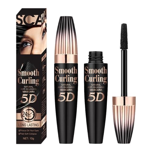 2PC 5D Wimperntusche Wasserfest, Langlebige Volumizing Curling Verlängerung Mascara, Stereoscopic Fibrous Eye Black Mascara, Dick und Kraus, Bleibt Haften und Verschmiert Nicht von Grgowe