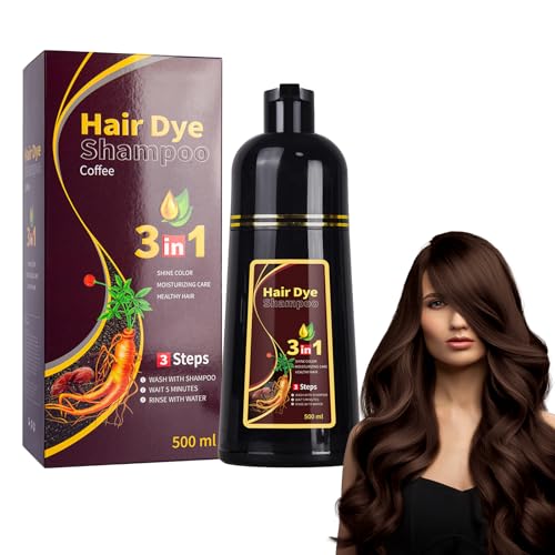 Centella Clean Grgowe Schwarz Haarfärbeshampoo,Instant Hair Shampoo,Natürliche Schwarze Haarfarbe Shampoo 3 In 1,Haarfarbe Shampoo Für Graues Haar,Für Männer & Frauen-Dark brown-500ML von Grgowe