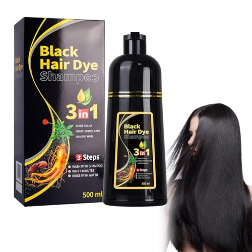 Centella Clean Schwarz Haarfärbeshampoo,Instant Hair Shampoo,Haarfarbe Shampoo Für Graues Haar,Natürliche Schwarze Haarfarbe Shampoo 3 In 1,Instant Black Hair Shampoo,Für Männer & Frauen-500ML von Grgowe
