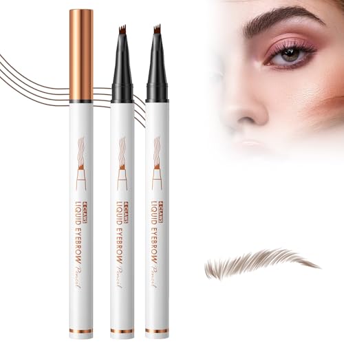 Eyebrow Pencil 2PC Augenbrauenstift,Wasserdichter 3D Augenbrauenstift Mit 4 Gabelspitzen,3D Augenbrauenstift Wasserfest,Wischfester Augenbrauenstift,Sorgt Für Natürlich Aussehende(Dark Curry) von Grgowe