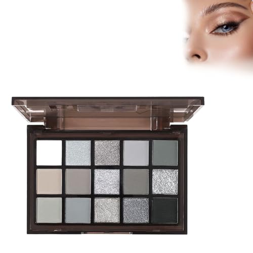 Shadow 15 Farben Smoky Makeup Lidschatten-Palette,Schwarze Lidschatten Palette,Smokey Eyeshadow Palette Matt,Wasserdichte Glitzer Matt Augen Make Up Kosmetik,Hohe Farbwiedergabe,Wasserdicht,Langlebig von Grgowe