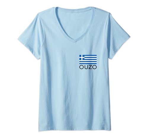 Damen Ouzo Griechische Flagge Griechenland Schnaps Ouzo T-Shirt mit V-Ausschnitt Damen Ouzo Griechische Flagge Griechenland Schnaps Ouzo T-Shirt mit V-Ausschnitt von Griechenland Flagge Ouzo Snaps Geschenk