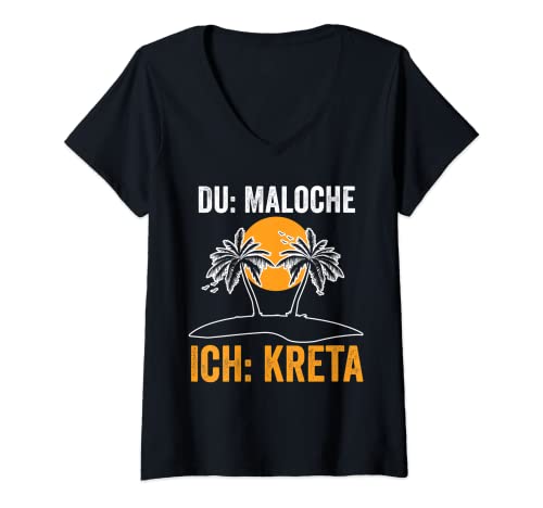 Damen Du Maloche ich Kreta T-Shirt mit V-Ausschnitt Damen Du Maloche ich Kreta T-Shirt mit V-Ausschnitt von Griechenland Grieche Kreta Geschenk