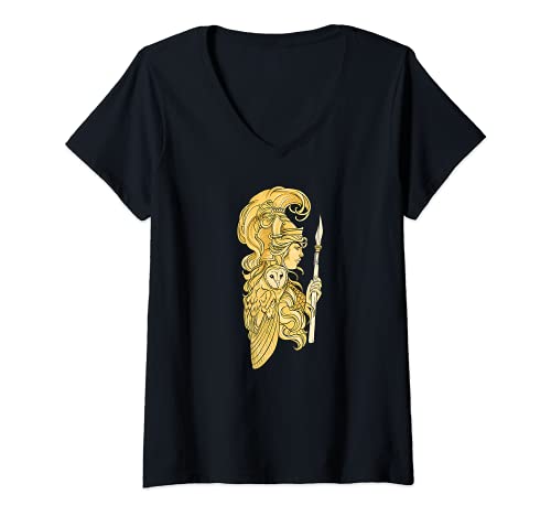 Damen Athene Göttin I Griechische Göttin Motiv für Griechenland T-Shirt mit V-Ausschnitt Damen Athene Göttin I Griechische Göttin Motiv für Griechenland T-Shirt mit V-Ausschnitt von Griechische Mythologie Greece Rhodos Kreta