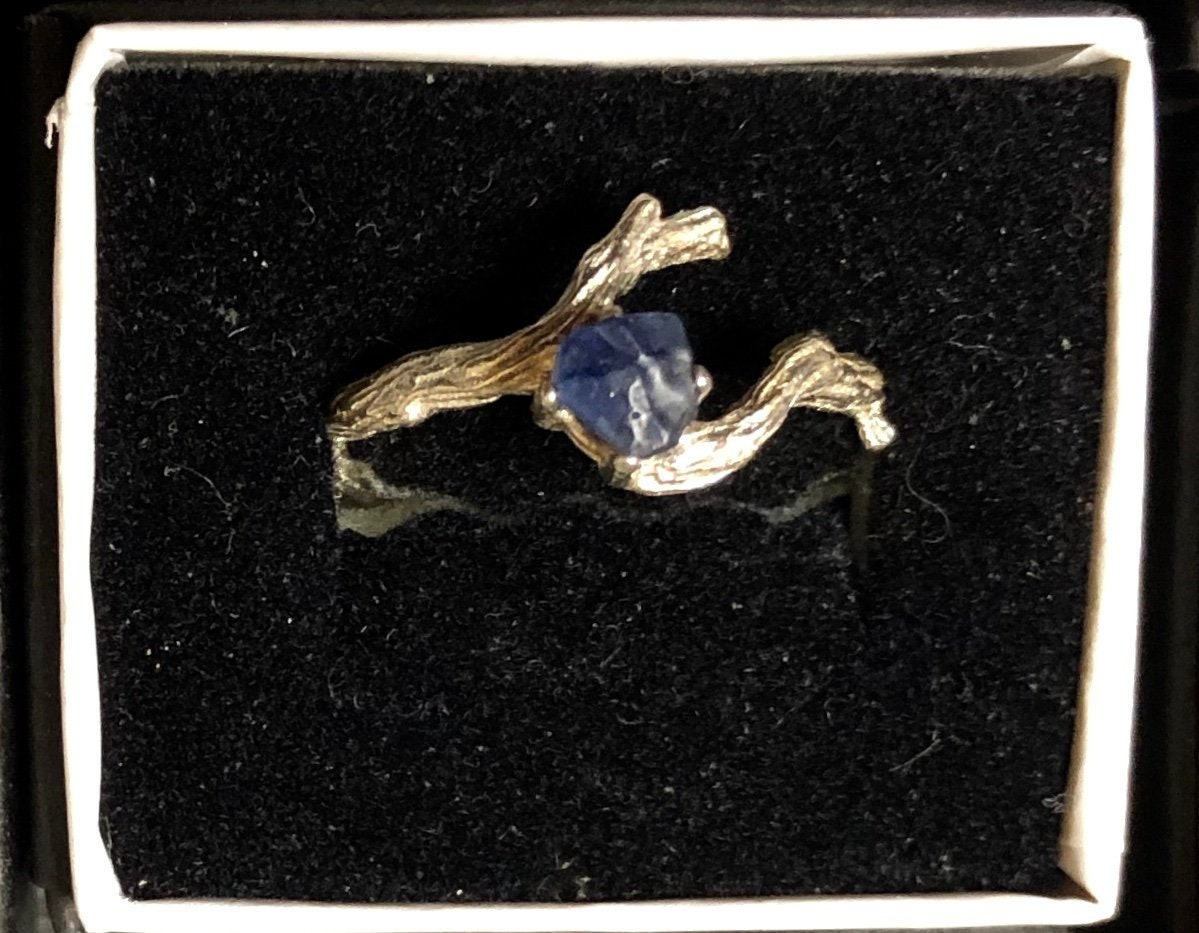 Benutzerdefinierte Sterling Silber Zweig Ring Rohedelstein Handgefertigt Montana Blau Saphir Gelb Grün Smaragd Rot Rubin Herkimer Quarz Größe 5 6 von GriffinsNestJewelry