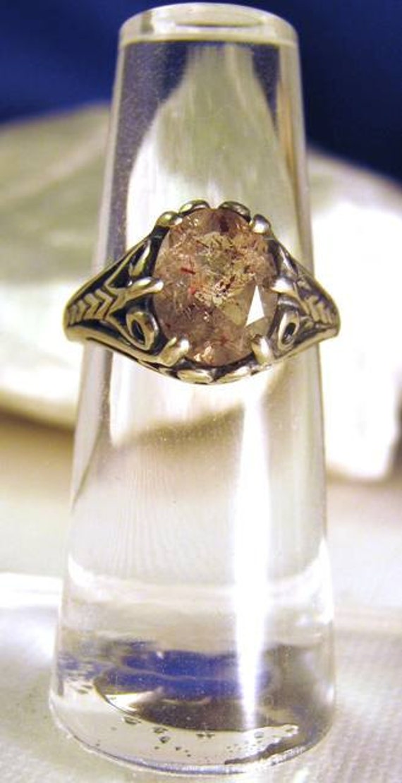 Echter Erdbeer Quarz Ring Sterling Silber Rot Klar Handarbeit Unisex Größe 4 5 6 7 8 9 10 Seltsam Ungewöhnlich Handgemacht Feiner Schmuck von GriffinsNestJewelry