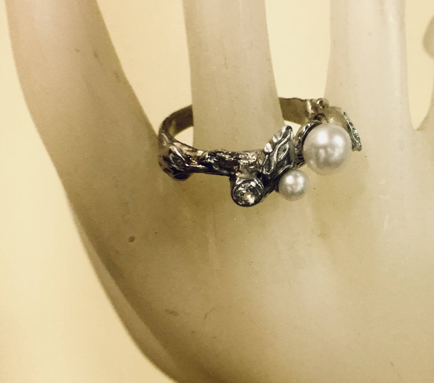 Edelstein Zweig Ring Saphir Diamant Rose Schliff Oder Weißtopas Wunschgröße 4 5 6 7 8 9 10 11 Handgemachter Feinschmuck von GriffinsNestJewelry