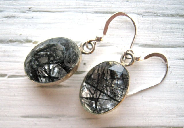 Große Turmalinquarz Ohrringe Aus Sterling Silber von GriffinsNestJewelry