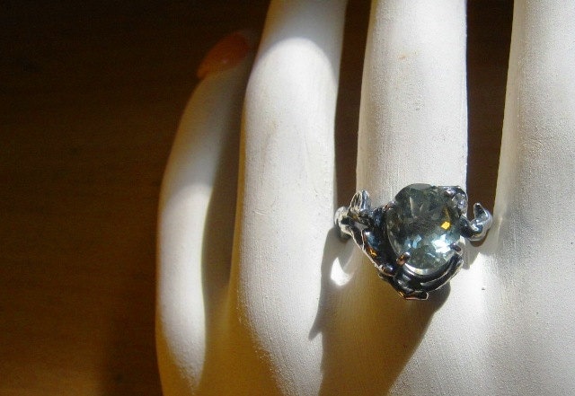 Grüner Prasiolith Elfen Elfe Ring Sterling Silber Holzig Handgemacht Feine Schmuck Benutzerdefinierte Größe 6 7 8 9 10 von GriffinsNestJewelry