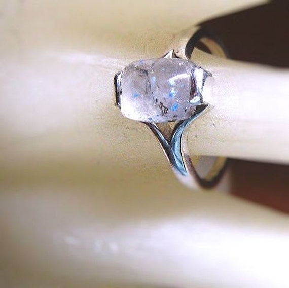 Oddity Of Nature Medusa Quarz Kissenschliff Ring Sterling Silber Aqua Blau Weiß Größe 4 5 6 7 8 9 10 Handgemachter Gilalite Sammler Stein von GriffinsNestJewelry