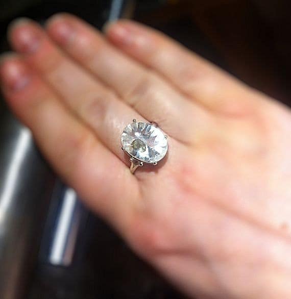 Silvery Moon Pyrit in Quartz Sterling Silber Ring Größe 3 4 5 6 7 8 9 10 11 Handgemachtes Unikat Sammler Edelstein von GriffinsNestJewelry