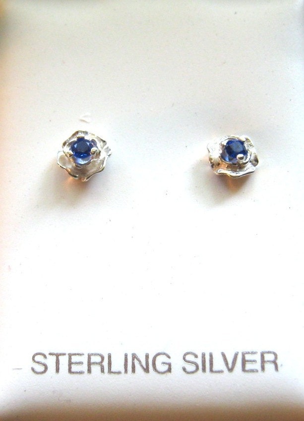 sterling Silber Rose Ohrstecker Echter Saphir Blau Handgemacht Weißer Topas Lila Amethyst Iolith Tansanit Citrin Rot Rubin Feiner Schmuck von GriffinsNestJewelry