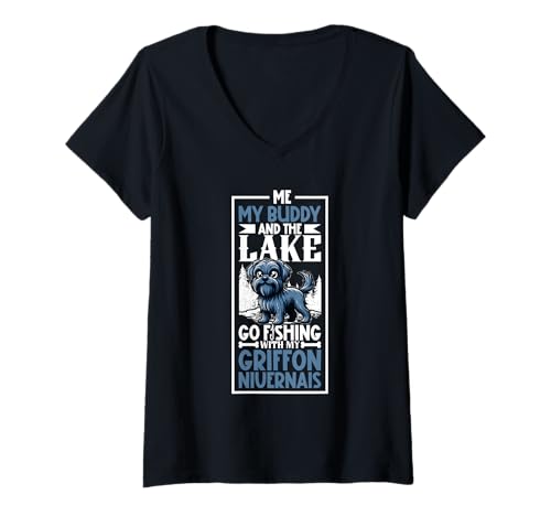 Damen Angeln und Griffon Nivernais T-Shirt mit V-Ausschnitt Damen Angeln und Griffon Nivernais T-Shirt mit V-Ausschnitt von Griffon Nivernais Designs