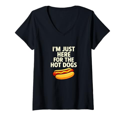 Damen Lustige Hot Dog Lover Grafik - BBQ Humor T-Shirt mit V-Ausschnitt Damen Lustige Hot Dog Lover Grafik - BBQ Humor T-Shirt mit V-Ausschnitt von Grill Masters & Foodie Humor Tees