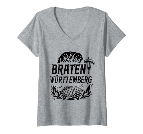 Damen Braten Württemberg Grill & Koch T-Shirt mit V-Ausschnitt Damen Braten Württemberg Grill & Koch T-Shirt mit V-Ausschnitt von Grill & Koch Merch