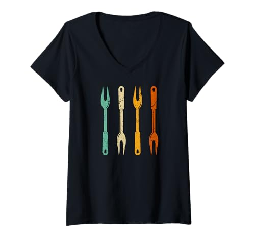 Damen Fleischgabel für Grillmeister Grill T-Shirt mit V-Ausschnitt Damen Fleischgabel für Grillmeister Grill T-Shirt mit V-Ausschnitt von Grillen Barbeque Designs Herren Lustig