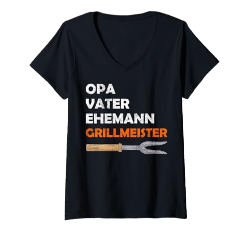 Damen Opa Vater Ehemann Grillmeister Geschenk T-Shirt mit V-Ausschnitt Damen Opa Vater Ehemann Grillmeister Geschenk T-Shirt mit V-Ausschnitt von Grillen Geschenk Opa Geschenk Grillen Zubehör