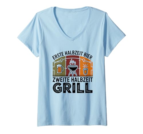 Damen Beer BBQ Freedom Funny Backyard Grill T-Shirt mit V-Ausschnitt Damen Beer BBQ Freedom Funny Backyard Grill T-Shirt mit V-Ausschnitt von Grillen Spaß im Freien Grill Partyzeit im Freien