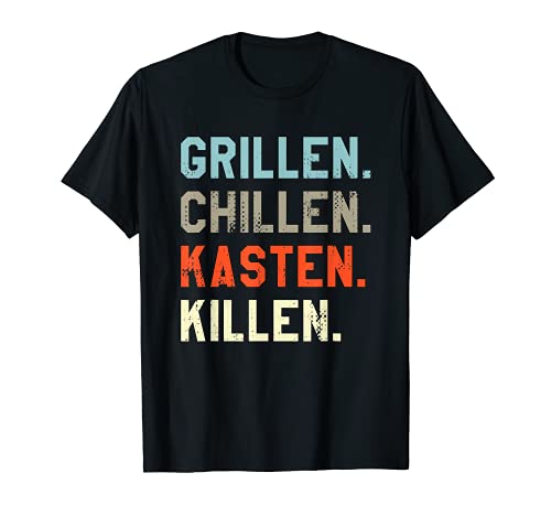 Herren Grillen Chillen Kasten Killen Lustiges Bier BBQ T-Shirt von Grillgeschenke I Grillen Chillen Bierchen Killen