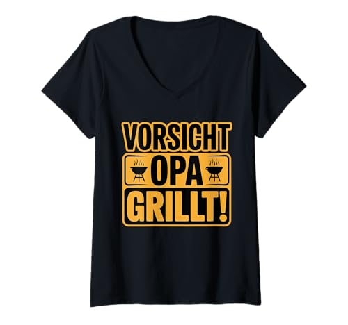 Damen Opa Grillt Funny BBQ Humor T-Shirt mit V-Ausschnitt Damen Opa Grillt Funny BBQ Humor T-Shirt mit V-Ausschnitt von Grillgrill Grillgrill Fun Humor