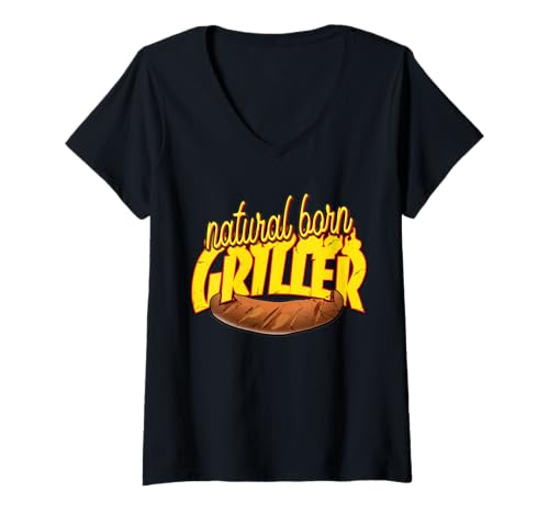 Damen Natural Born Griller - BBQ Grillmeister Grillen T-Shirt mit V-Ausschnitt Damen Natural Born Griller - BBQ Grillmeister Grillen T-Shirt mit V-Ausschnitt von Grillmeister Sir-Grill-a-Lot