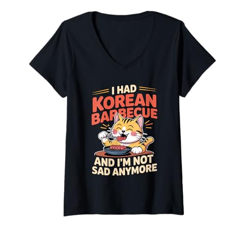 Damen I Had Korean Barbecue and I'm Not Sad Anymore - T-Shirt mit V-Ausschnitt Damen I Had Korean Barbecue and I'm Not Sad Anymore - T-Shirt mit V-Ausschnitt von Grilltherapie Asian BBQ Komfort