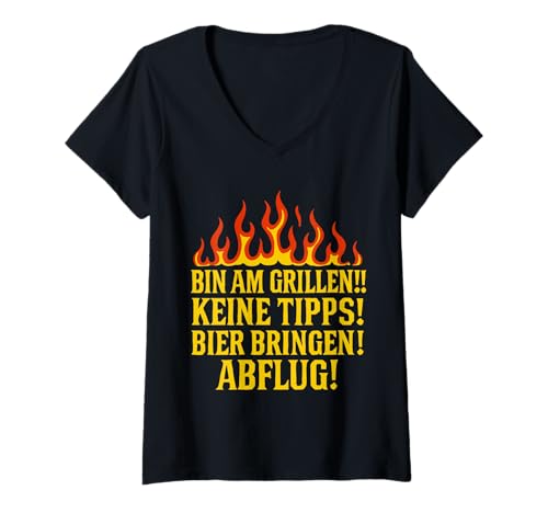 Damen Grillen Papas Grillregeln - Bier Bringen! BBQ Humor Grill T-Shirt mit V-Ausschnitt Damen Grillen Papas Grillregeln - Bier Bringen! BBQ Humor Grill T-Shirt mit V-Ausschnitt von Grillzentrale