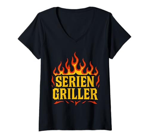 Damen Grillen Seriengriller BBQ Humor Grill T-Shirt mit V-Ausschnitt Damen Grillen Seriengriller BBQ Humor Grill T-Shirt mit V-Ausschnitt von Grillzentrale