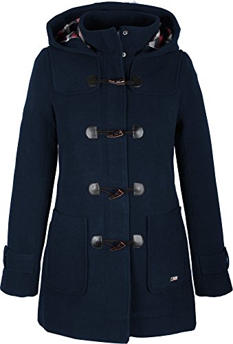 Damen Jacke Dufflecoat Wollmantel Wolljacke Camile mit Kapuze (36, blau) von Grimada