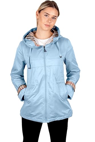 Damen Übergangsjacke Camille mit Kapuze (34, blau) von Grimada