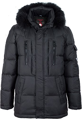 Grimada 12123 Herren Parka Daunenjacke DRAUDA mit ECHTFELLKAPUZE (60-62, schwarz) von Grimada