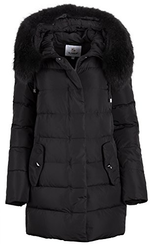 Grimada 3751 Damen Daunenjacke OLANMEAR mit Pelzbesatz (38, schwarz) von Grimada